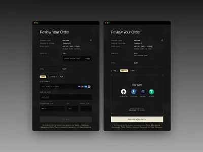Payment flow experience (Futures Trading App) admin app crypto dark mode dashboard finance fintech futures interface minimal money payment product design saas software stocks trading ux web app web3