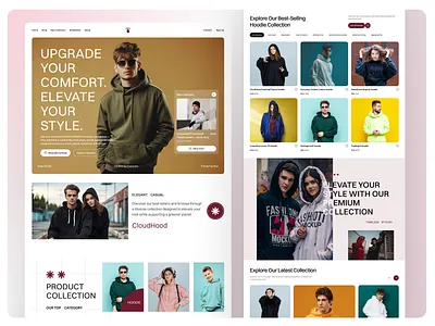 CloudHood — Premium Fashion eCommerce Website Landing Page apparel clothing website design ecommerce fashion ecommerce fashion store hero section hoodie design landing page lifestyle mehbubur rahman minimal ui online shop retail design shopping app streetwear trendy uiux website website design
