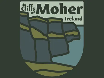 Cliffs of Moher badge cliffs of moher design illustration ireland logo outdoors patch retro thick lines vintage wilderness