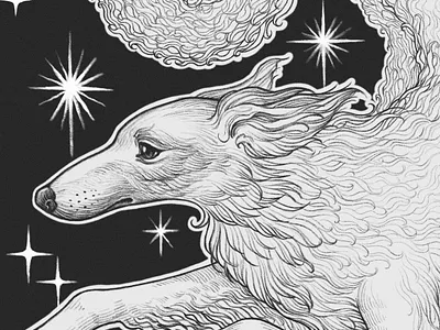 Borzoi Good Boi 2d character design illustration