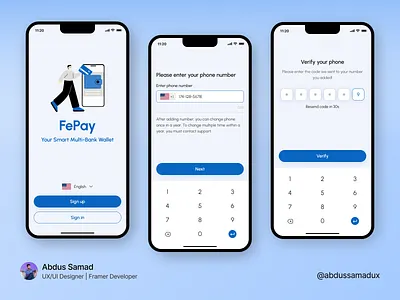 Fepay Fintech Mobile App buttons digitalwallet emailvarification finance fintech inputfield mobileapp onboarding otp productdesign signup ui uiux walletapp