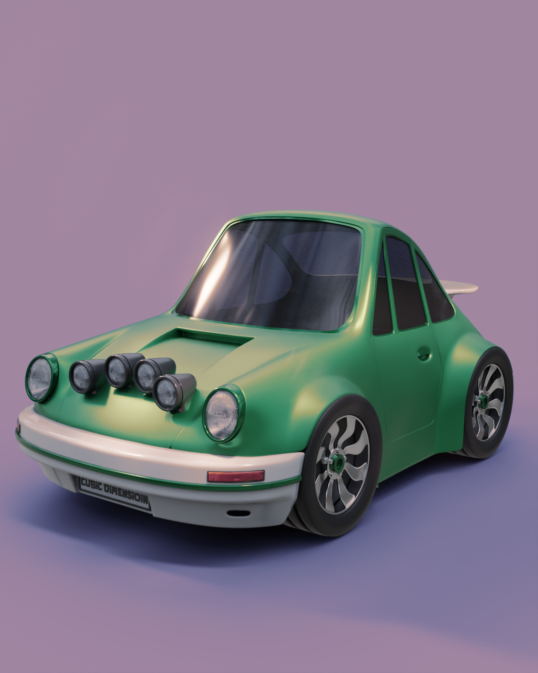Matte Green Porsche 3d 3dart animation blender car design game gameart porche props racing stylized