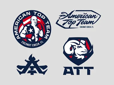 American Top Team american branding combat design emblem fighter flag florida goat graphic design gym illustration lettering logo mark mma monogram sport usa warrior
