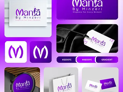 Mania By Minzeri - High-End Fashion & Lifestyle Identity apparel boutique brand identity branding clothing clothing brand logo creative fashion graphic design identity lifestyle logo logo design luxury monogram professional purple typography vector visual identity