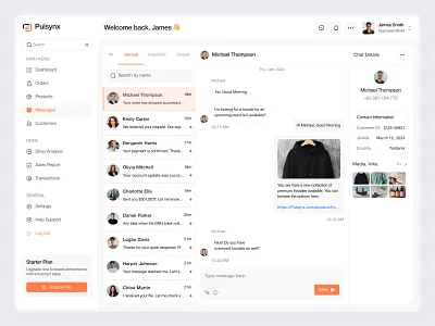 Sales Management Dashboard chat dashboard dashboard design ecommerce analytics inventory management modern ui order management product analytics product management revenue tracking saas sales dashboard sales management sales performance support screen web app