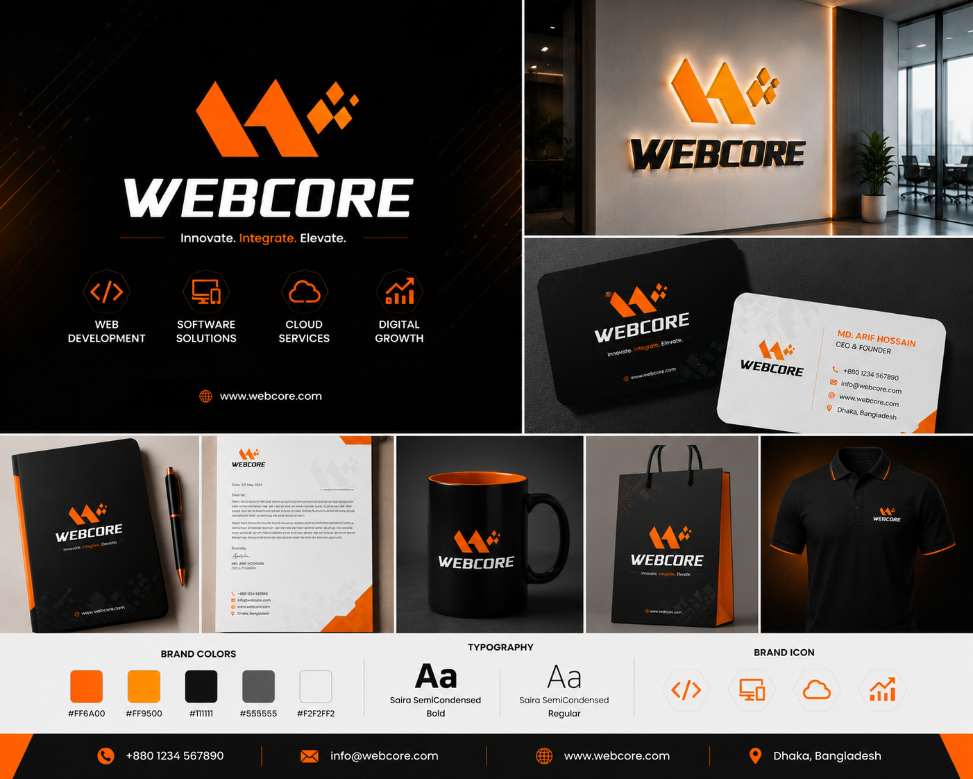 Webcore - Modern Tech Logo & Branding Design app logo brand identity branding corporate branding creative logo futuristic logo gradient logo innovative design logo logo design minimal design modern logo professional logo software company startup branding stratinex it tech logo technology brand visual identity web design