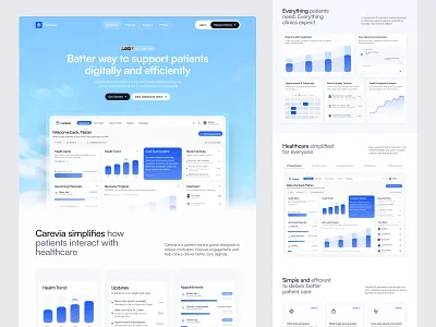 Healthcare SaaS landing page clinic software dashboard digital health health analytics health tech healthcare saas hospital system medical ui modern healthcare patient management saas landing page saas landing page design saas website saas website design web app