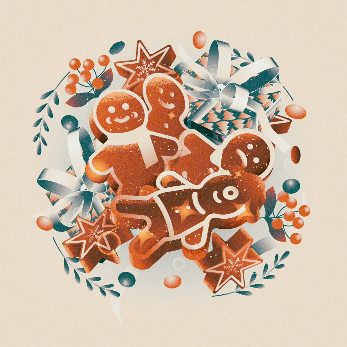A Quick Holiday Illustration christmas end of year ginger cookie gingerbread family holiday illustration winter