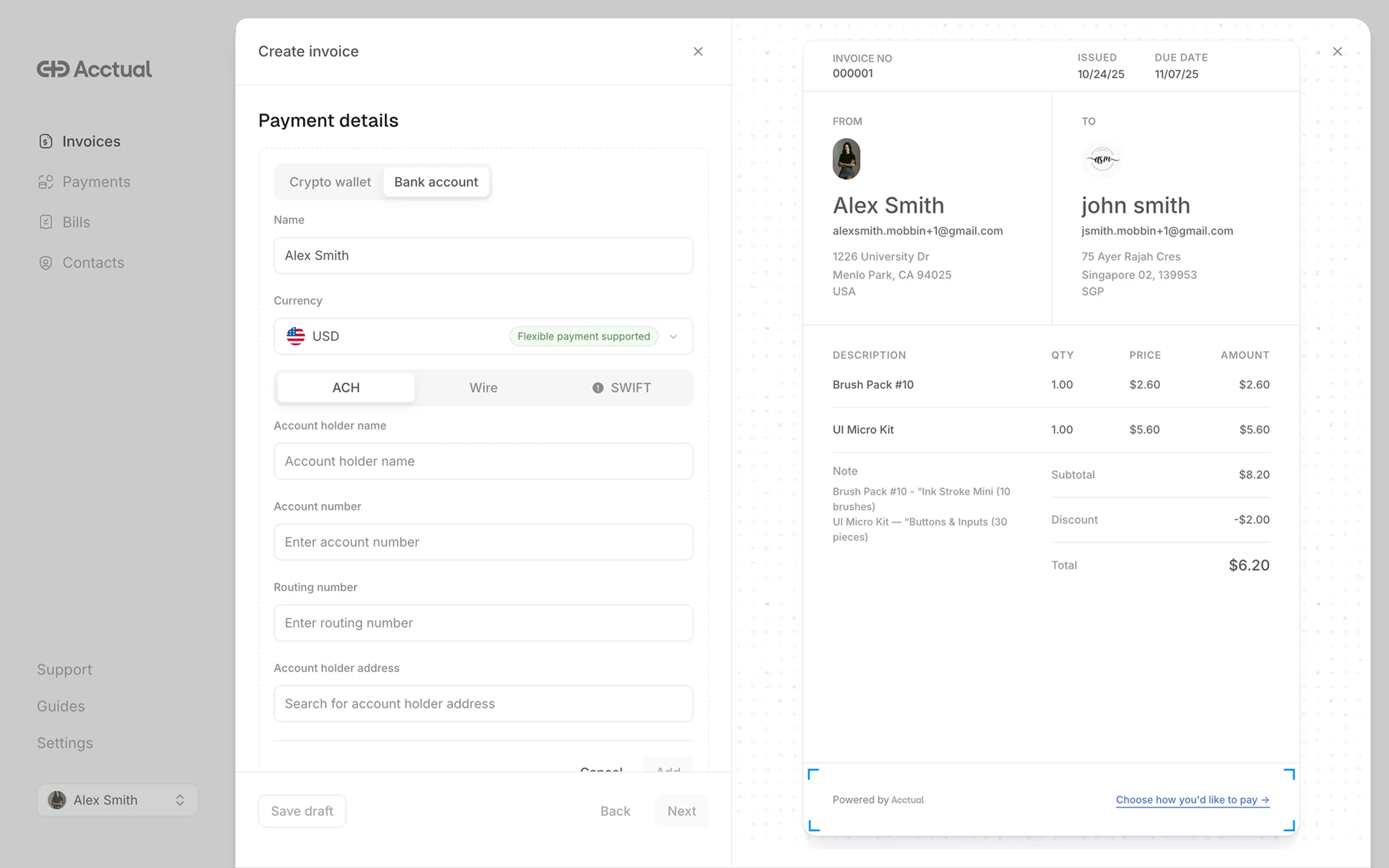 Invoice & Payment Flow – SaaS Fintech Dashboard