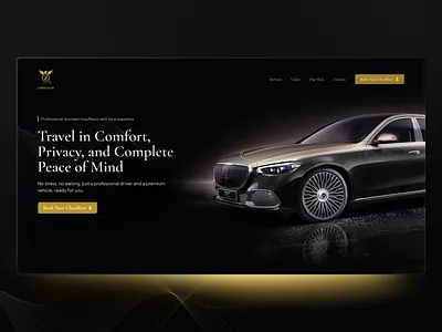 Chauffeuring Company - Hero Design car chauffeur dark driver figma gold hero luxury premium switzerland ui ux