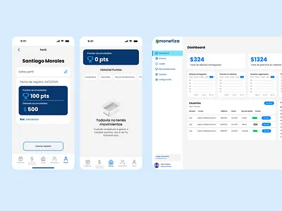 Monetiza - App & Dashboard app app design brand color dashboard money ui ui design