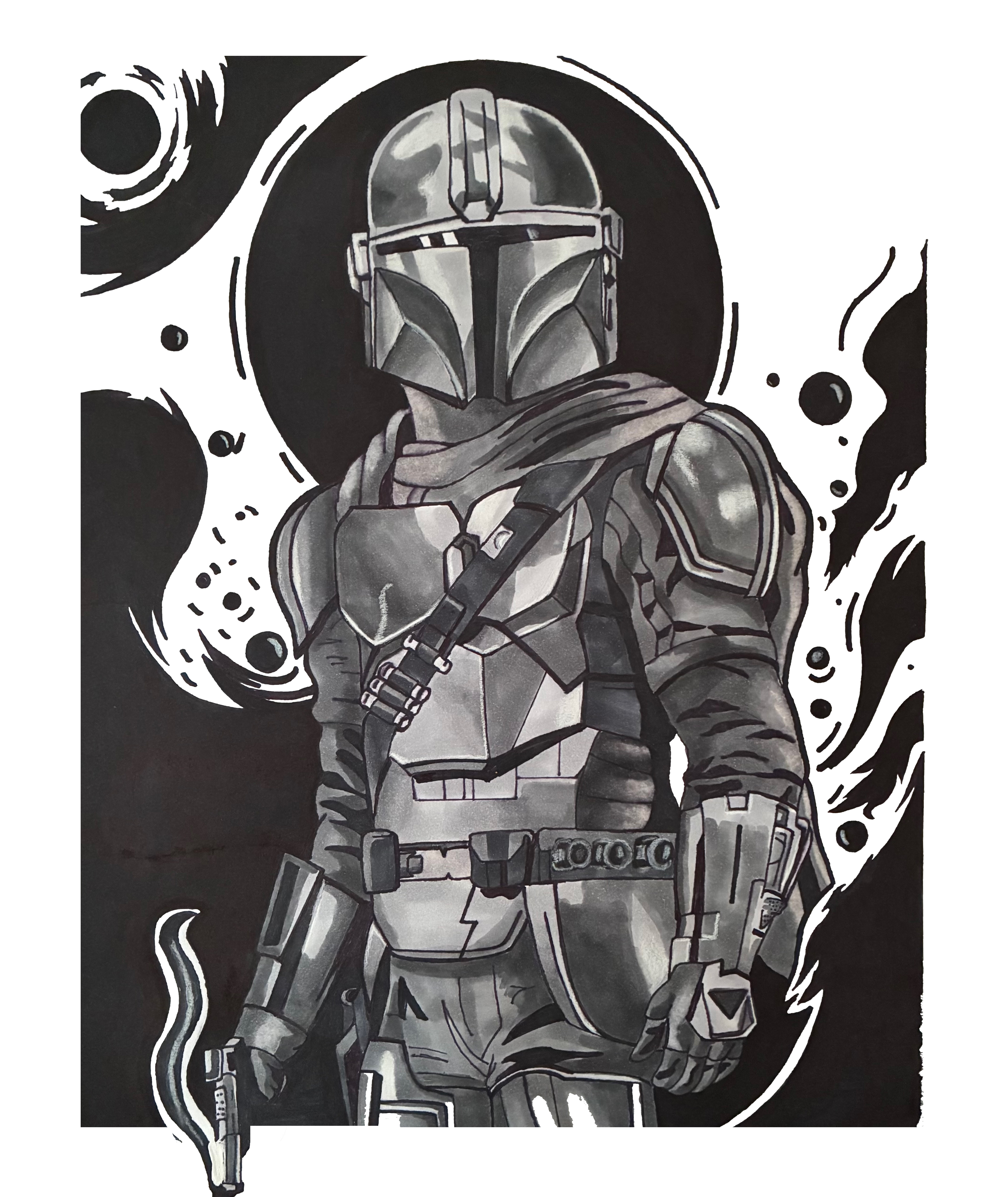 "The Hunter" colored pencil fan art fantasy fiction graphite illo illustration illustrator marker pop art pop culture art