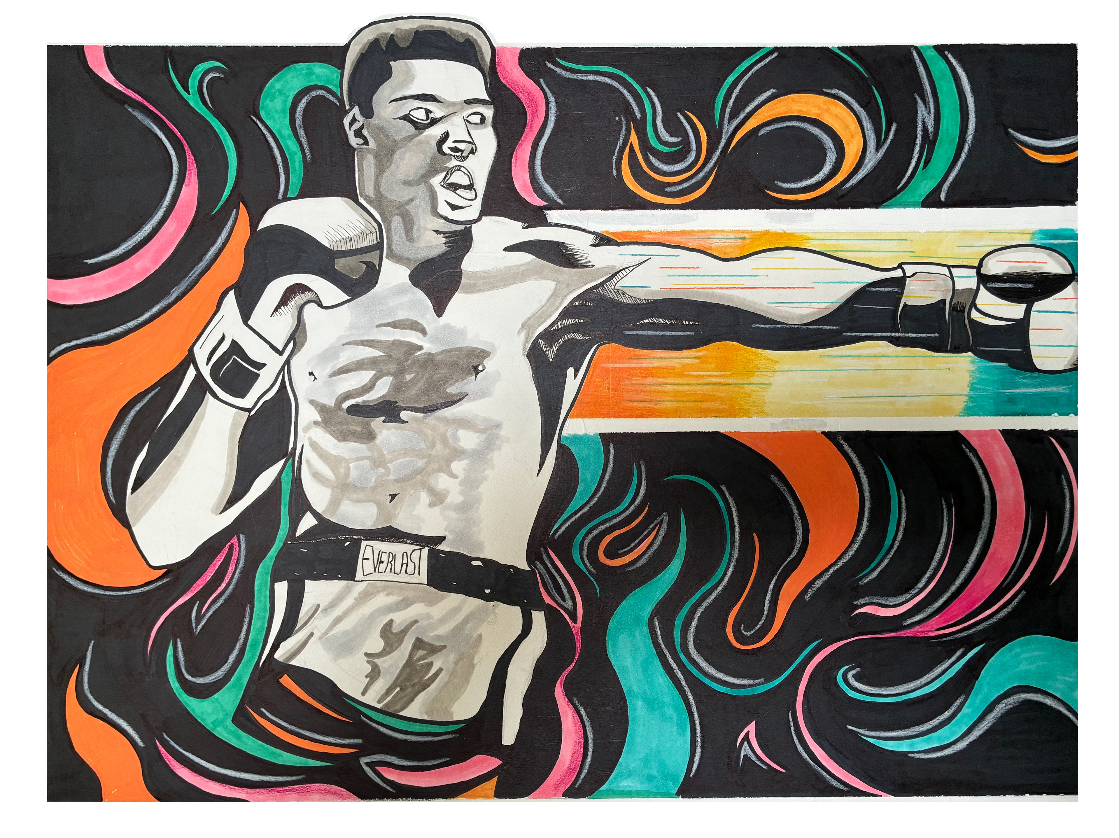 "Sting Like A Bee" Illustration colored pencil fan art graphite illo illustration illustrator marker sports sports art traditional art