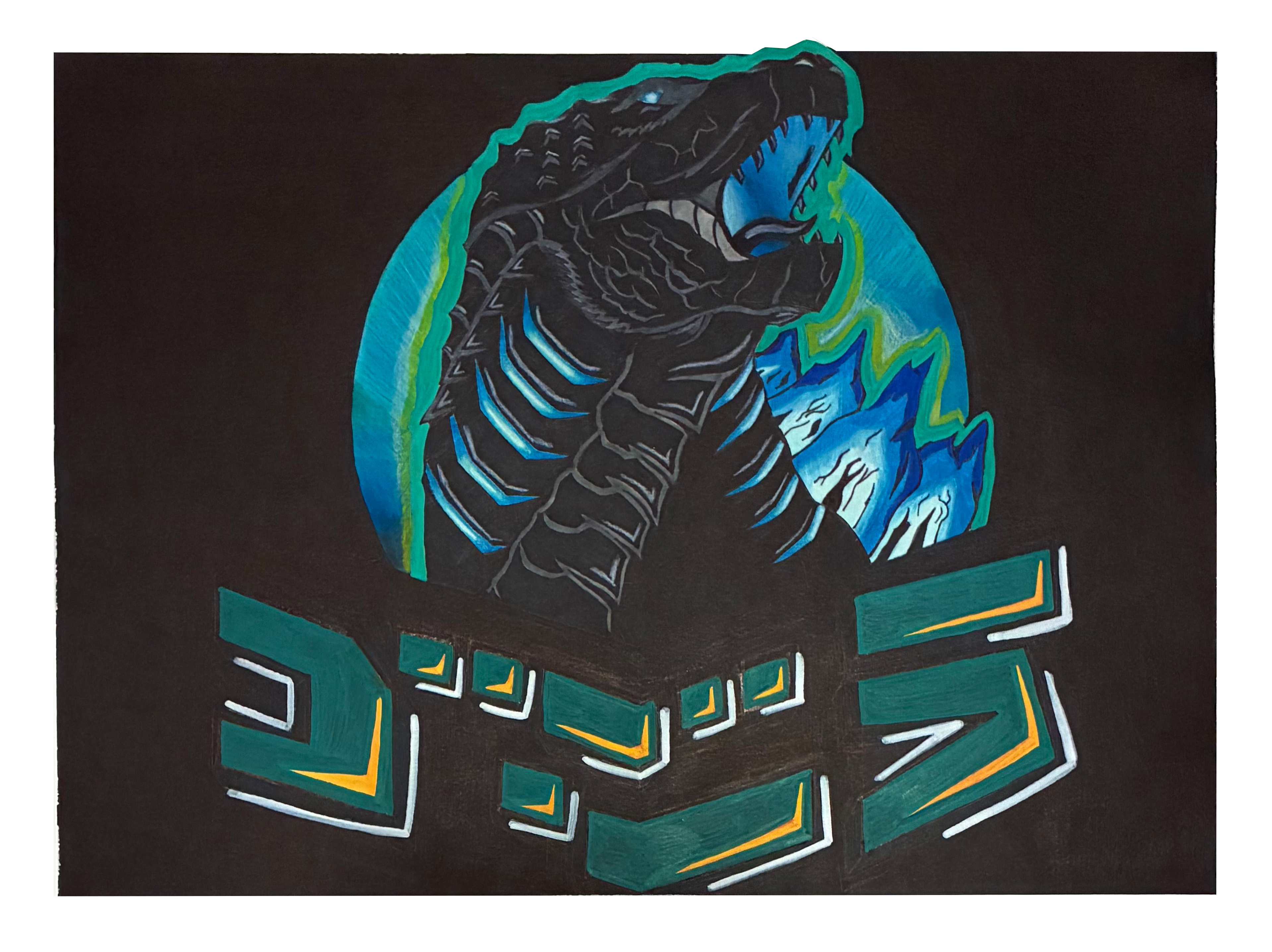 "King of the Monsters" colored pencil fan art graphite illo illustration illustrator marker monster art pop art pop culture art