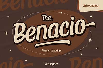 Benacio branding elegant grunge handwritten lettering logo marker. painter retro scripted vintage