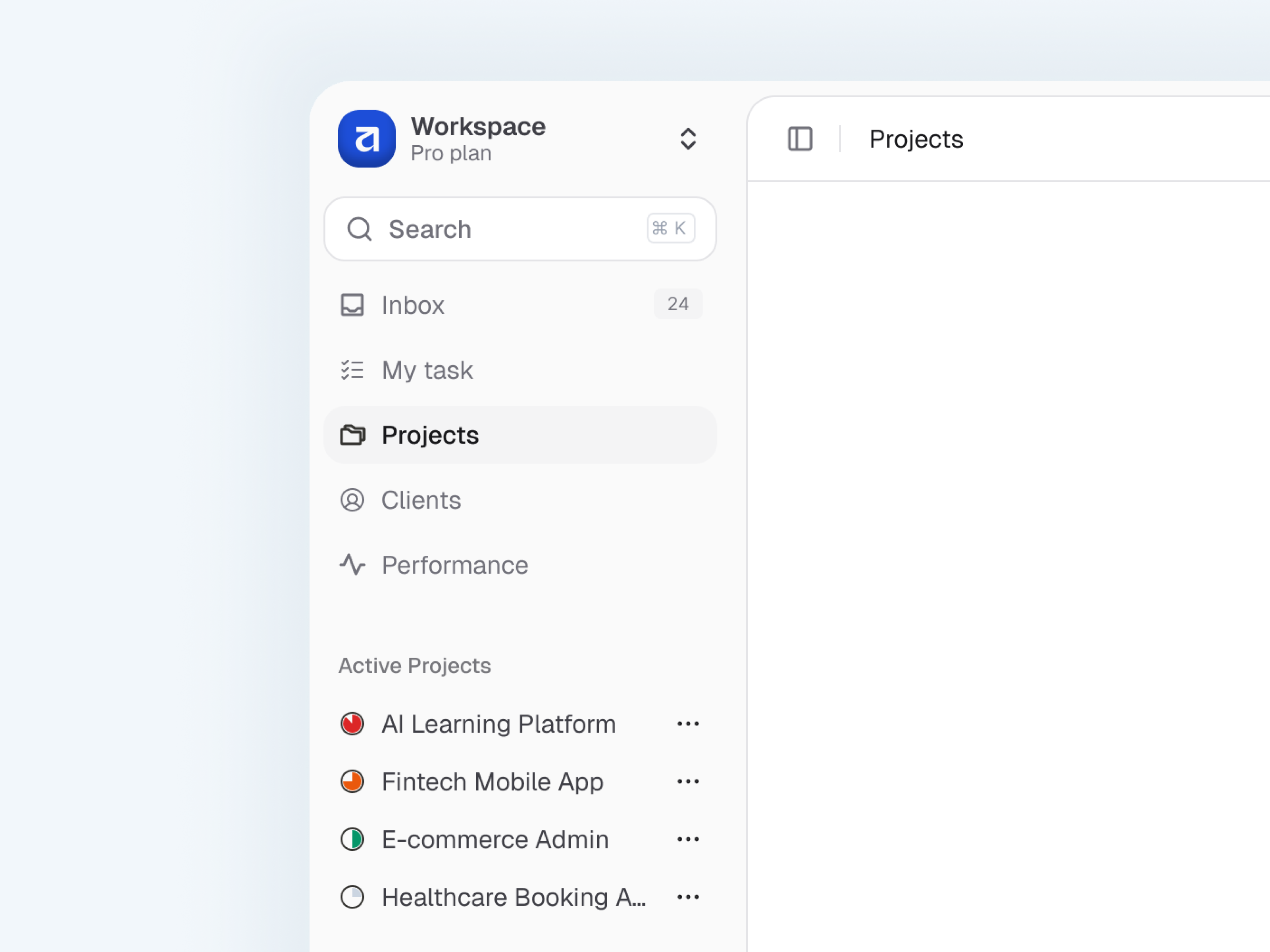 Sidebar component - Project management admin b2b component dashboard design pm project management sidebar task ui ux web