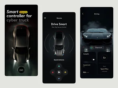 DriveSmart – Universal Car Control App automotive app booking app car assistant car assistant app car remote carmanagement app charge electric electric vehicle futuristic mobile app modern ui smart car smart control smart device app smart technology travel app truck vehicle rental virtual reality
