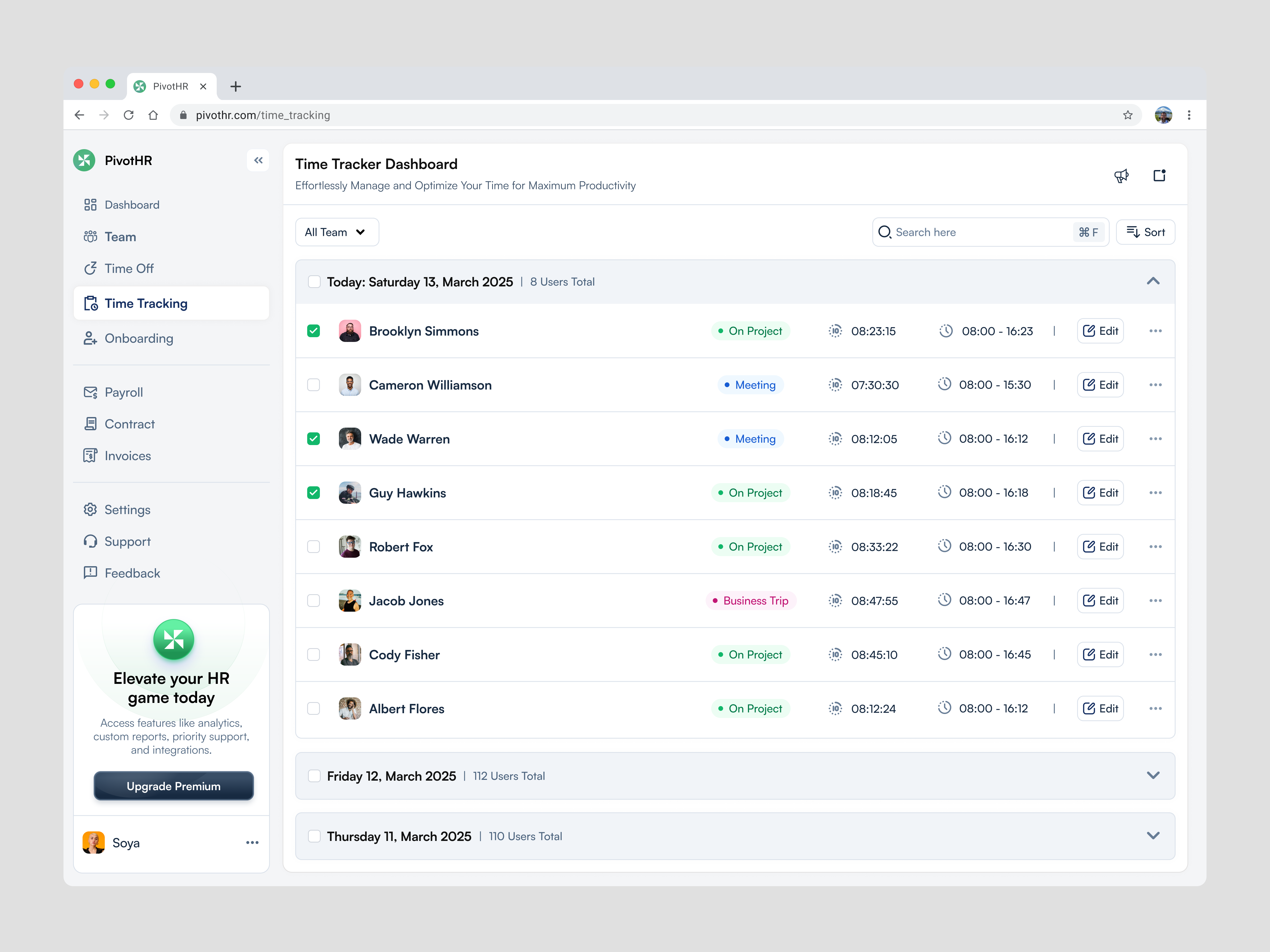 HR Management Time Tracker Dashboard dashboard design employee hr hr dashboard hr management management minimal modern task time time tracker time tracker dahsboard tracker ui ui design ux design website works