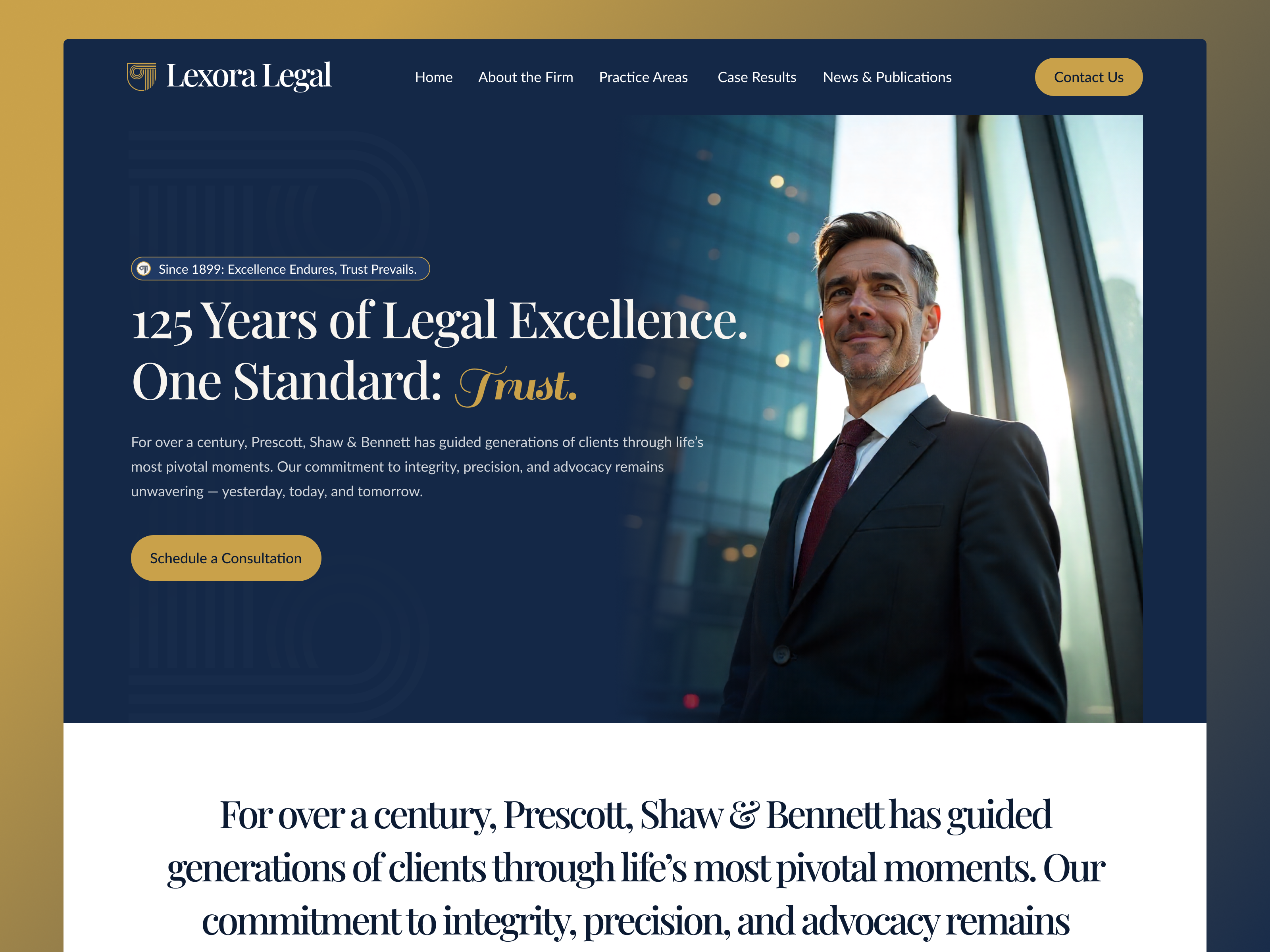 Lexora Legal — Law Firm Website Header Design