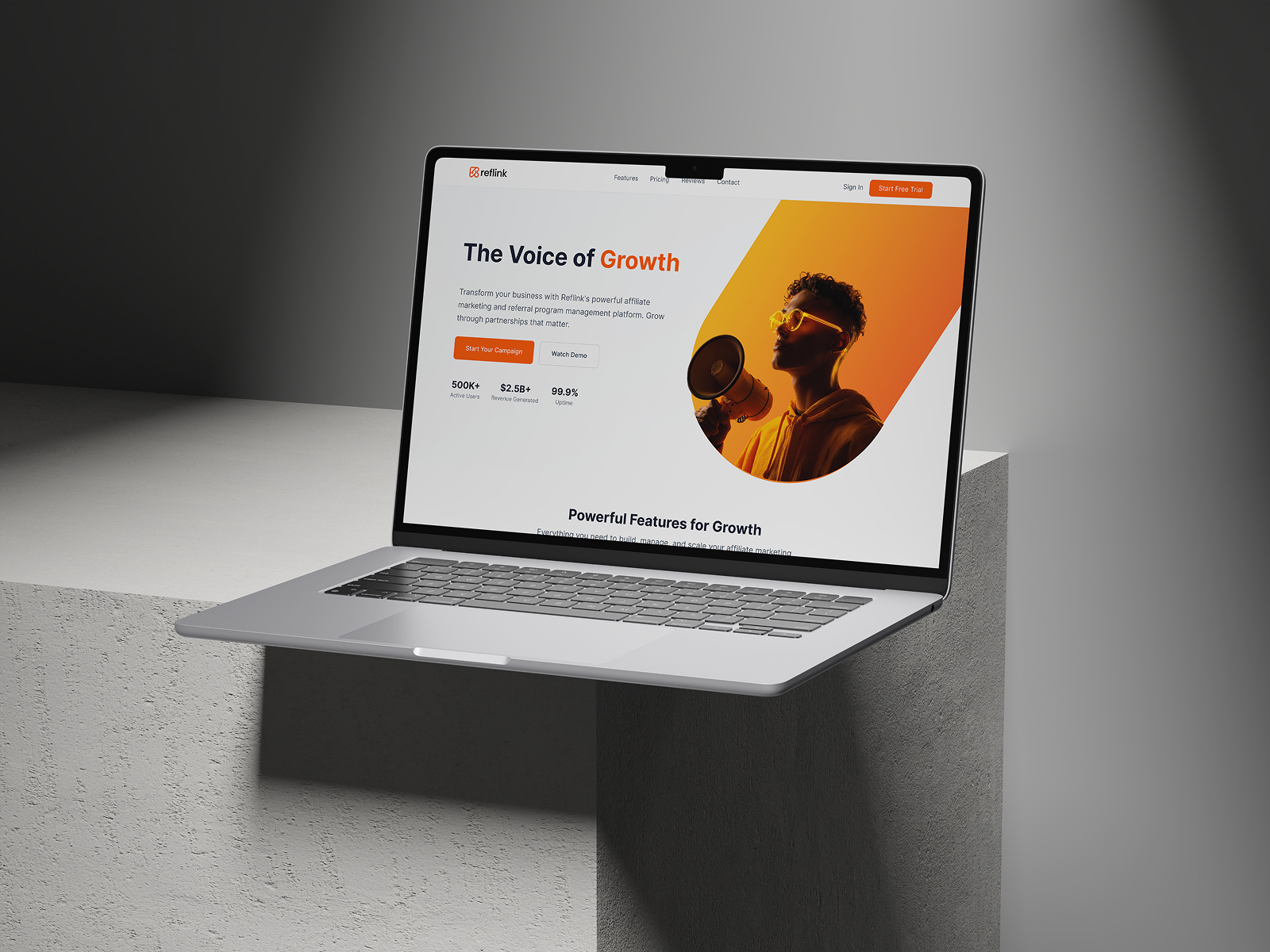 Reflink: Affiliate Marketing Website Landing Page affiliate marketing ai website hero header landing page marketing campaign marketing website design product design referral saas landing page ui design uiux user interface uxdesign webdesign website