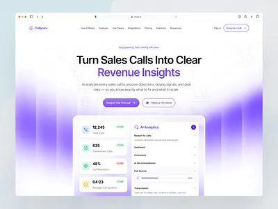 AI Sales Call Analyzer - SaaS Website Design ai saas website ai sales call ai sales call analyzer ai website ai website design conversion website gradient website landing page landing page design landing page ui minimal website modern saas website saas website design sales call ai sales call analyzer web design web designer website ai website design website ui