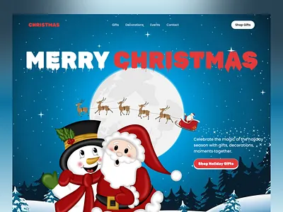 Merry Christmas – Festive Holiday Landing Page celebration christmas gift christmas landing page christmas sale christmas tree ecommerce festive website gift delivery holiday design landing page merry christmas new year santa claus shopify shopping snow trending web design winter holidays winter theme