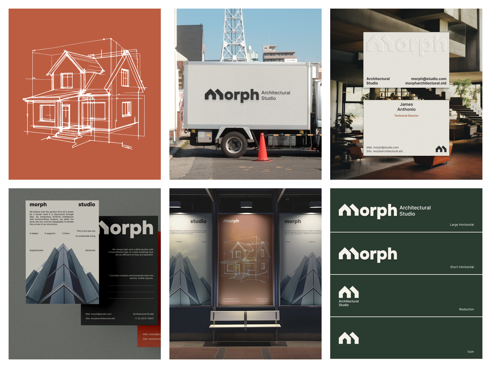 Morph Branding - Architectural Studio architect architecture architecture design brand guidelines brand identity branding building generative ai geometric graphic design icon logo logo concept machine learning mark minimalist design minimalist logo vector visual identity