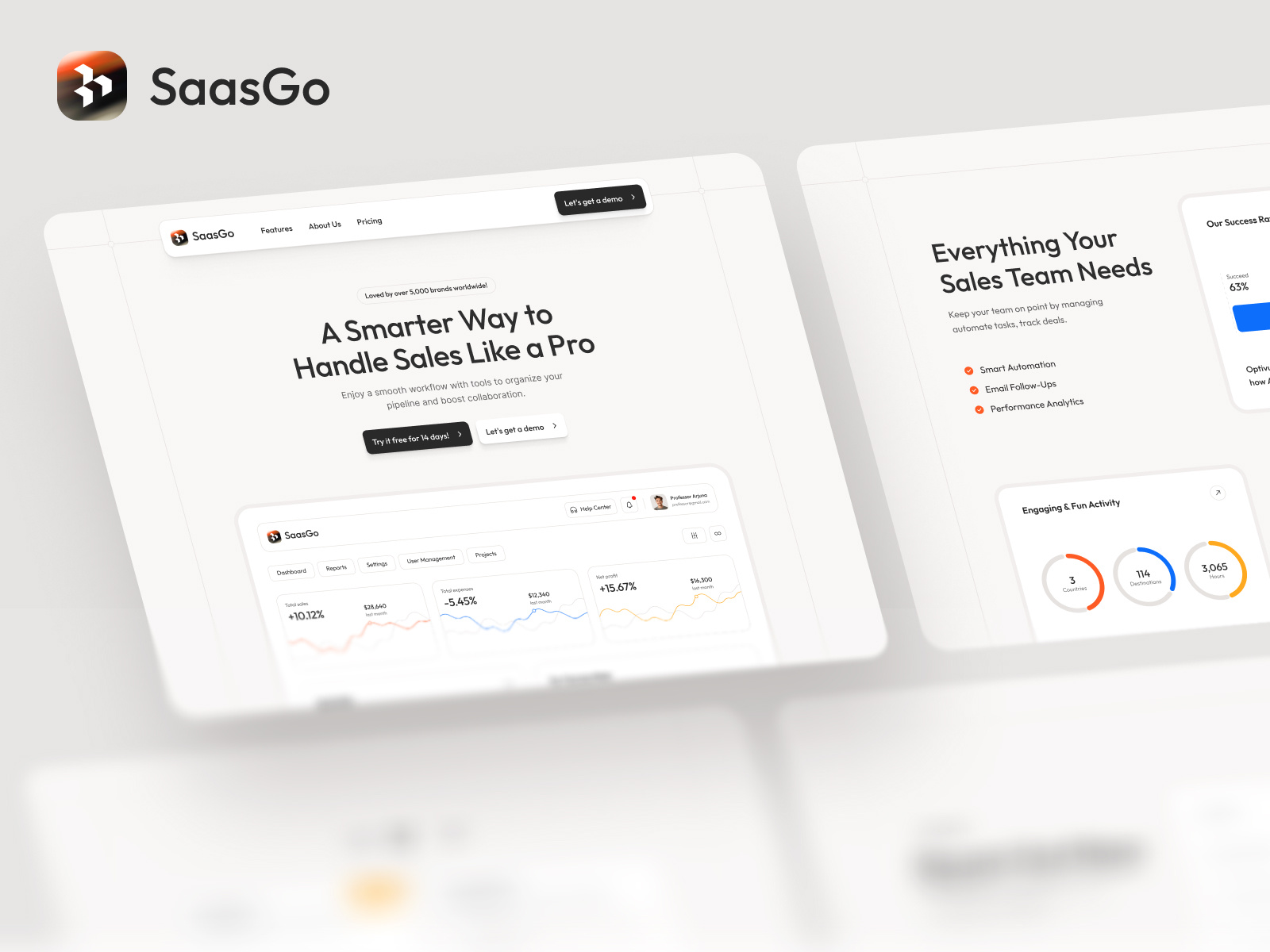 SaasGo — SaaS-Website, Startup SaaS Landing branding design designinspiration landingpagedesign saas ui