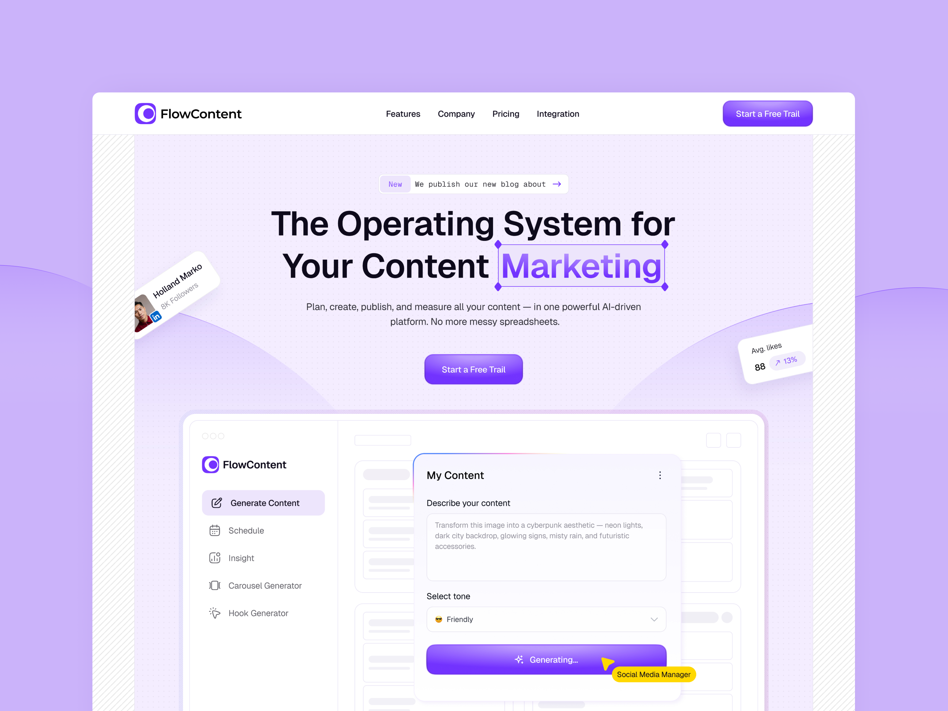 FlowContent — CMM SaaS Conversion Landing Page ai saas b2b saas cms content management content marketing conversion design dashboard ui framer template landing page marketing automation no code product design responsive design saas landing page saas ui saas website ui kit ux ui web design workflow design