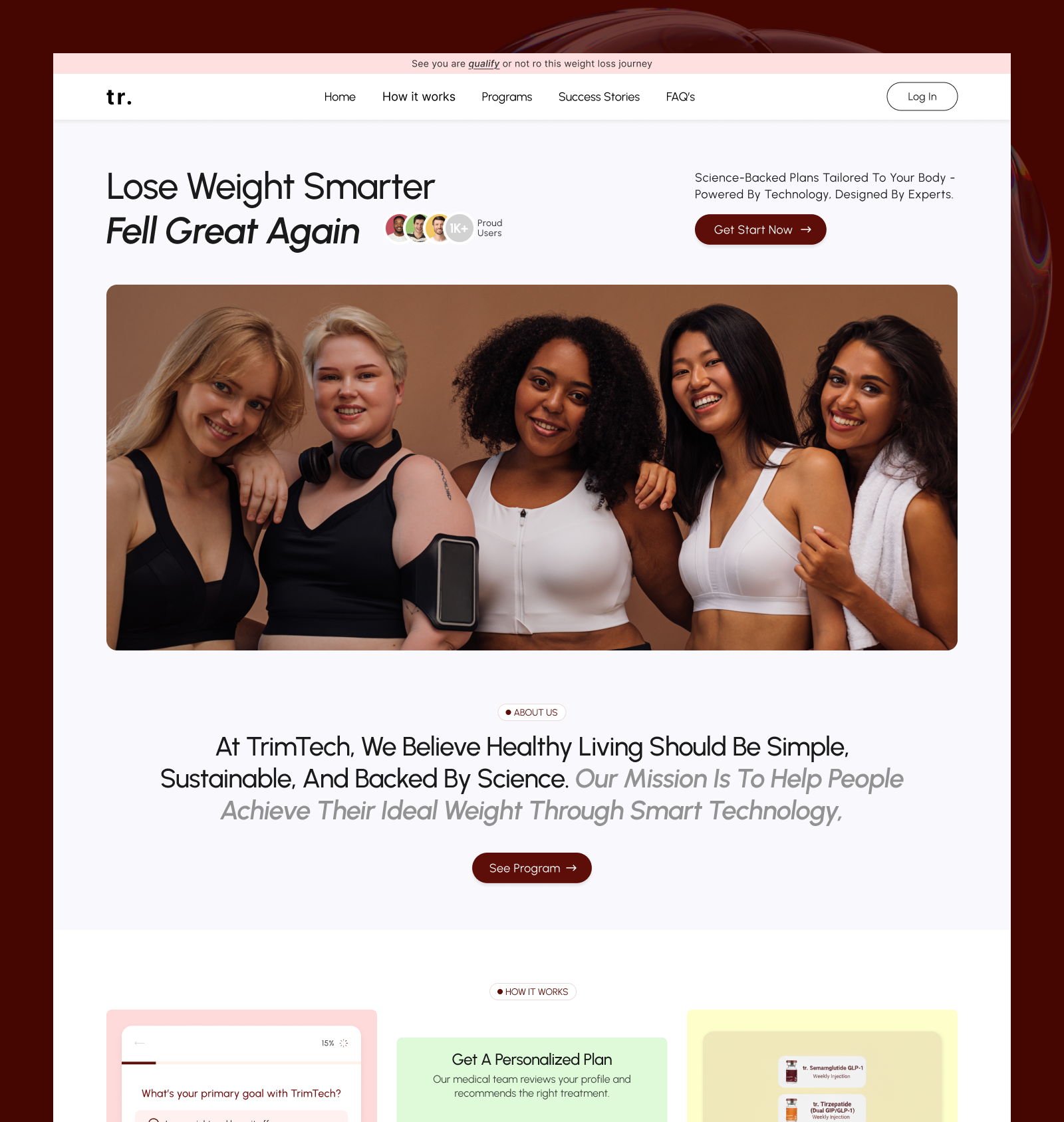 Trimtech - Weight Loss Website ecommerce glp 1s glp1 health tech health transforming online store online tretment product design smart weight loss smart weight loss website supplement store telehealth telemedicine tirzepatide trimtech ui ux design weight loss weight loss tretment weight loss website wellness