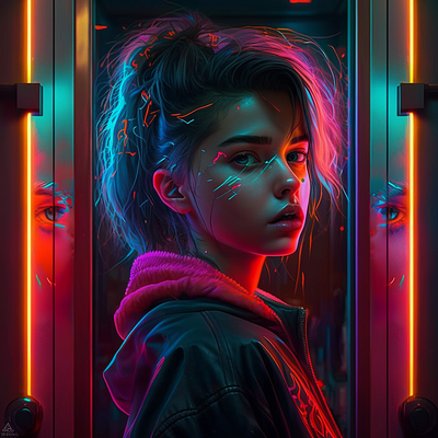 Neon girl design graphic design illustration