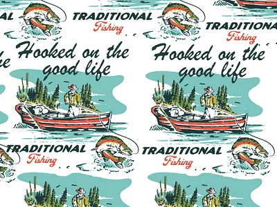 TRADITIONAL FISHING branding clothing design design graphic design handdrawn illustration logo merchandise vintage design