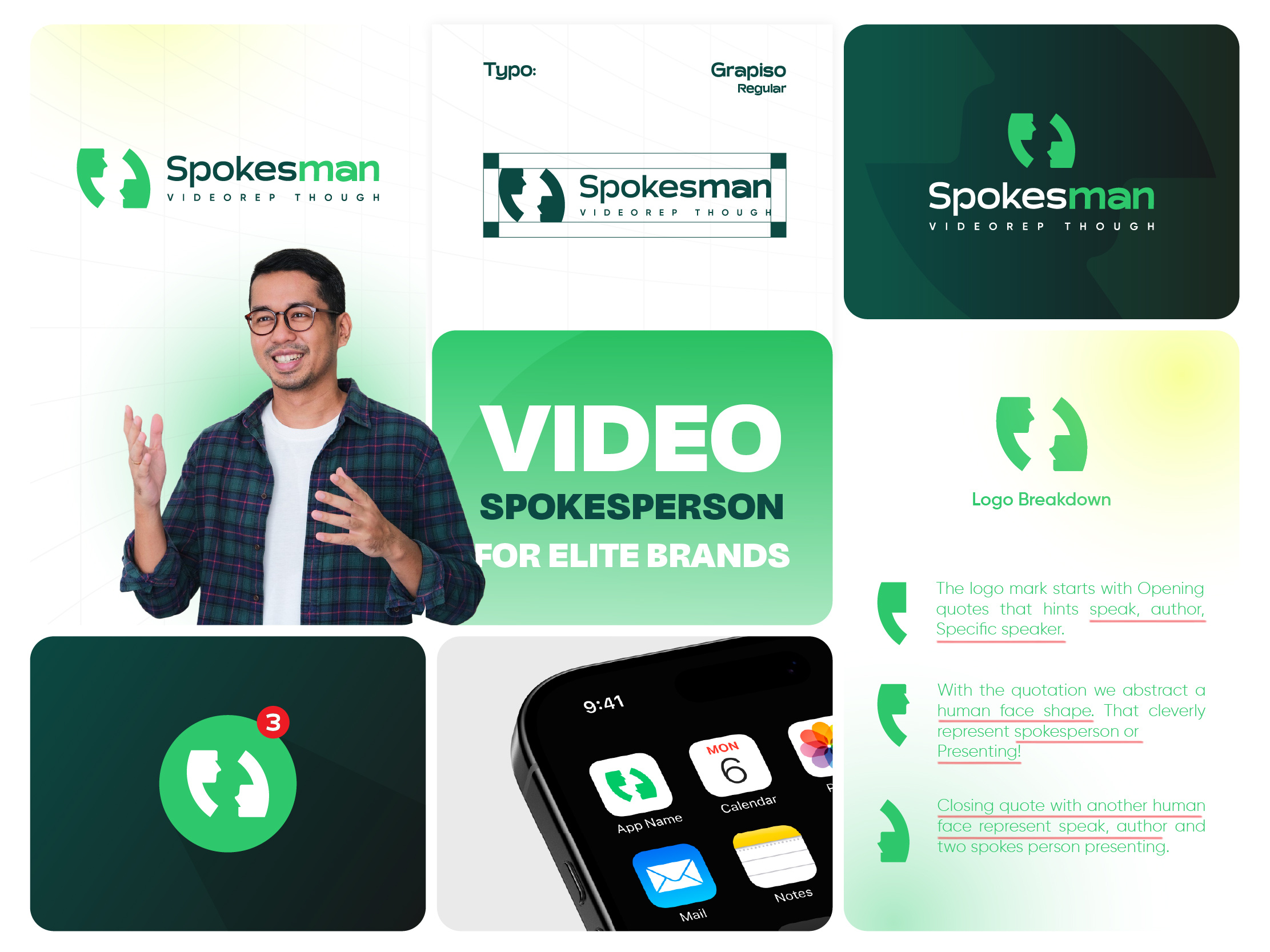 Spokesman - Video Spokesperson For Elite Brands author logo design business solution logo business speaker logo clean close quotation logo creative logo expert solution logo modern logo presentation presenter branding presenter logo quotation logo simple speak logo speaker solution spokesperson brand identity spokesperson logo video person logo video spokesperson visual identity