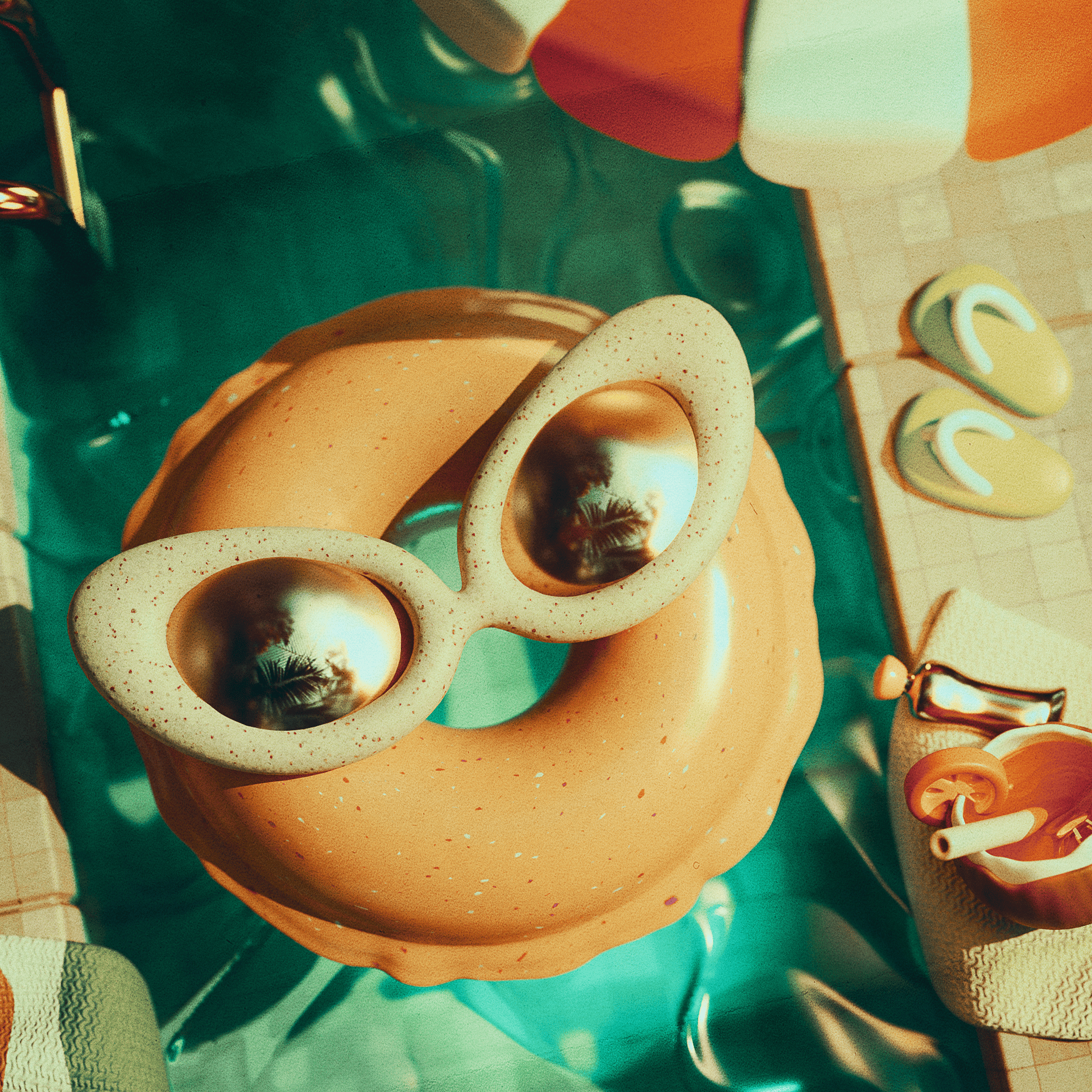 Letter O — 3D Alphabet Series 3d 3dglasses alphabet coconut cream donut illustration motion graphics pool retro summer summer pool summer time sunglasses surreal visualseries