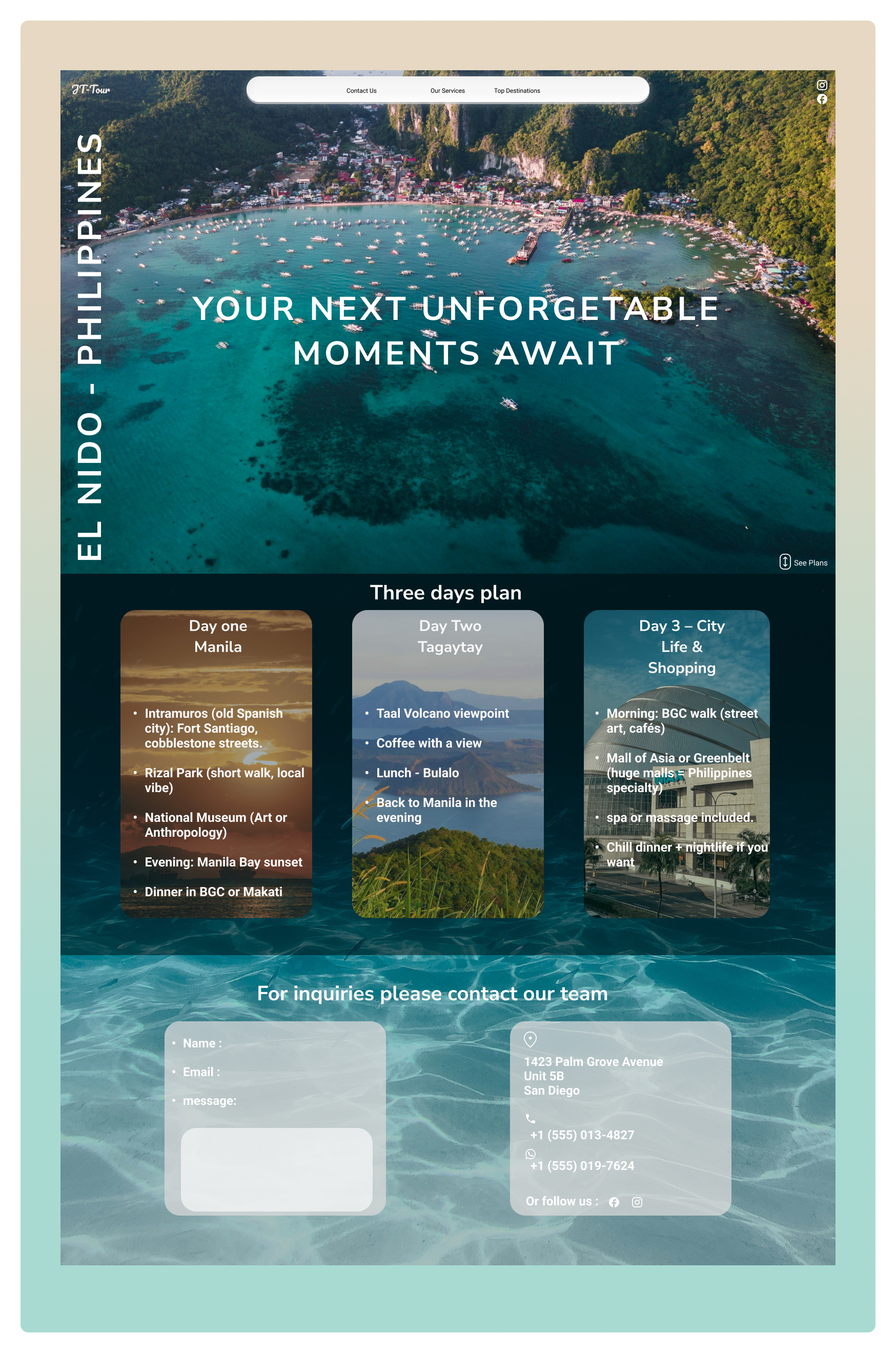 JT Tours Web Ui Landing Shot ui