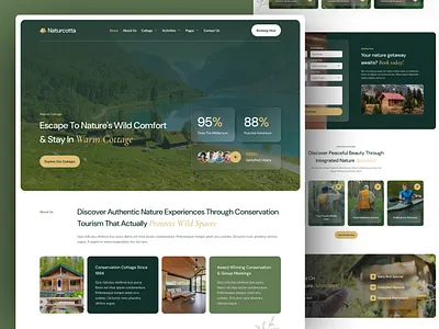 Naturcotta - Nature Cottage Landing Page adventure booking ux branding eco lodge elegant elegant ui elementor hotel booking hotel website landing page landing page design nature cottage nature retreat template travel website ui design ui inspiration uiux website wordpress