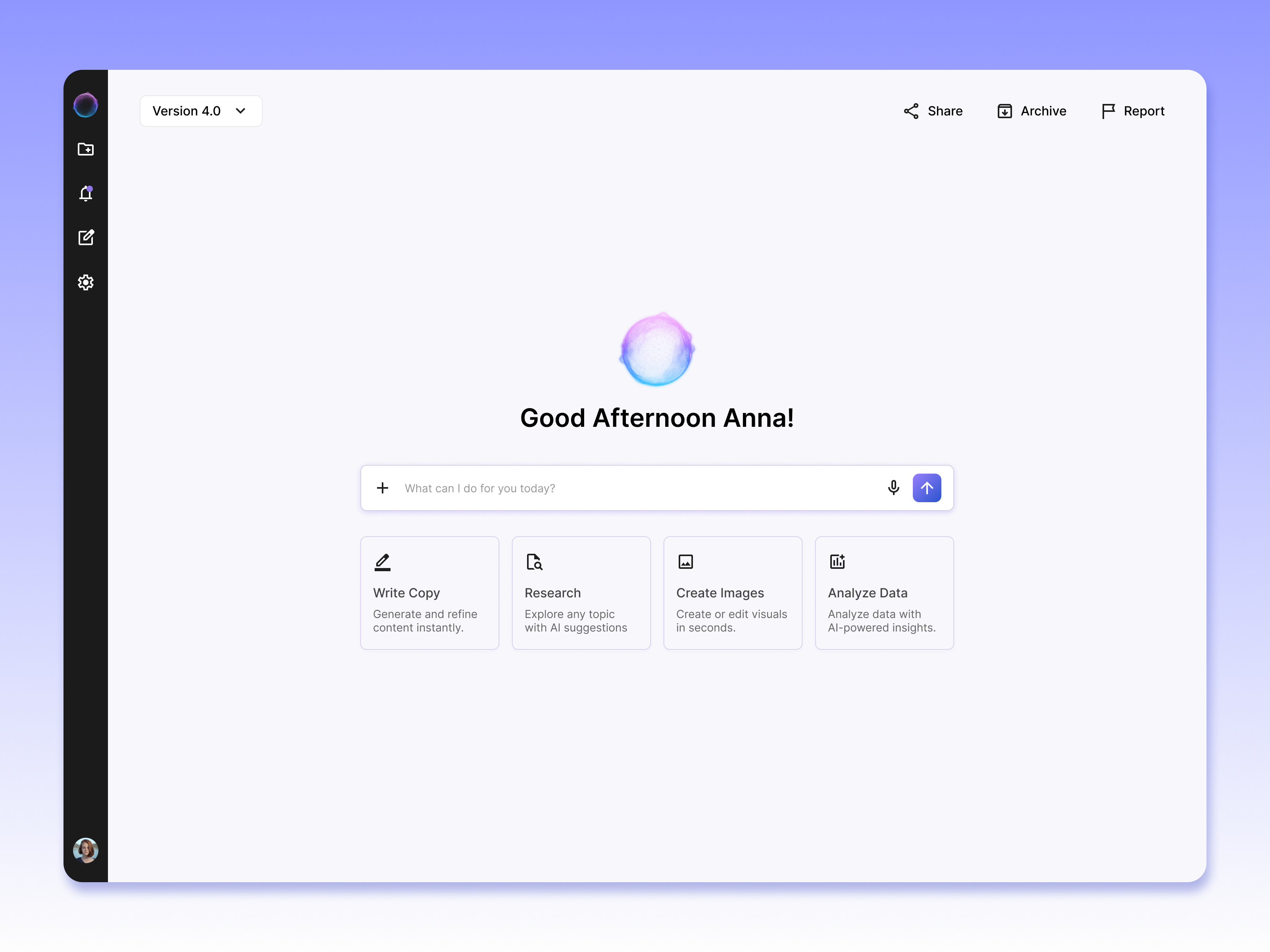 AI Dashboard — Minimal, Context-Aware UI