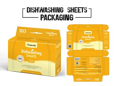 Dishwashing Sheets Packaging Design | Eco-Friendly Cleaning Prod branding cleaning product packaging design dishwashing sheets eco friendly packaging facebook ad graphic design household product design illustration laundry sheets packaging marketing packaging design sustainable packaging