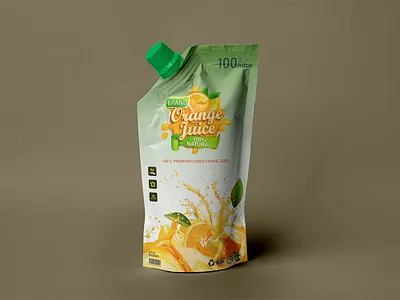 Orange Juice Pouch Packaging Design | 100% Natural Fresh Juice 100 natural juice beverage packaging branding design facebook ad fmcg packaging food packaging design fruit juice branding graphic design illustration juice packaging design marketing orange juice packaging pouch packaging