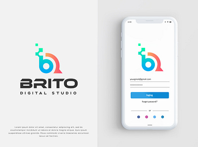 BRITO | Digital Studio Logo branding brito business logo design digital gradient illustration io logo logo design logo designer minimalist logo modern logo studio tech vector