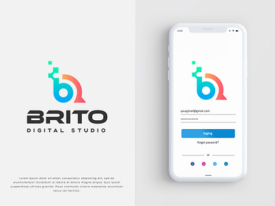 BRITO | Digital Studio Logo branding brito business logo design digital gradient illustration io logo logo design logo designer minimalist logo modern logo studio tech vector