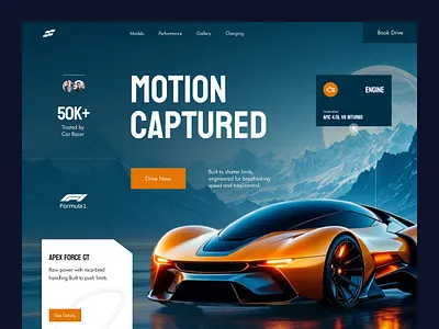 Futuristic Car Website Landing Page Ui Design auto automobile automotive car car website clean design dark ui design driving futuristic interface landing page modern product saas technology ui vehicle website