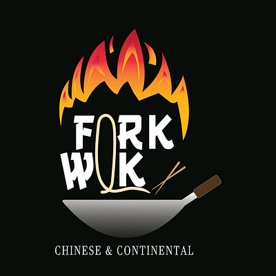 LOGO FOR RESTAURANT (FORK WOK) 3d branding graphic design logo