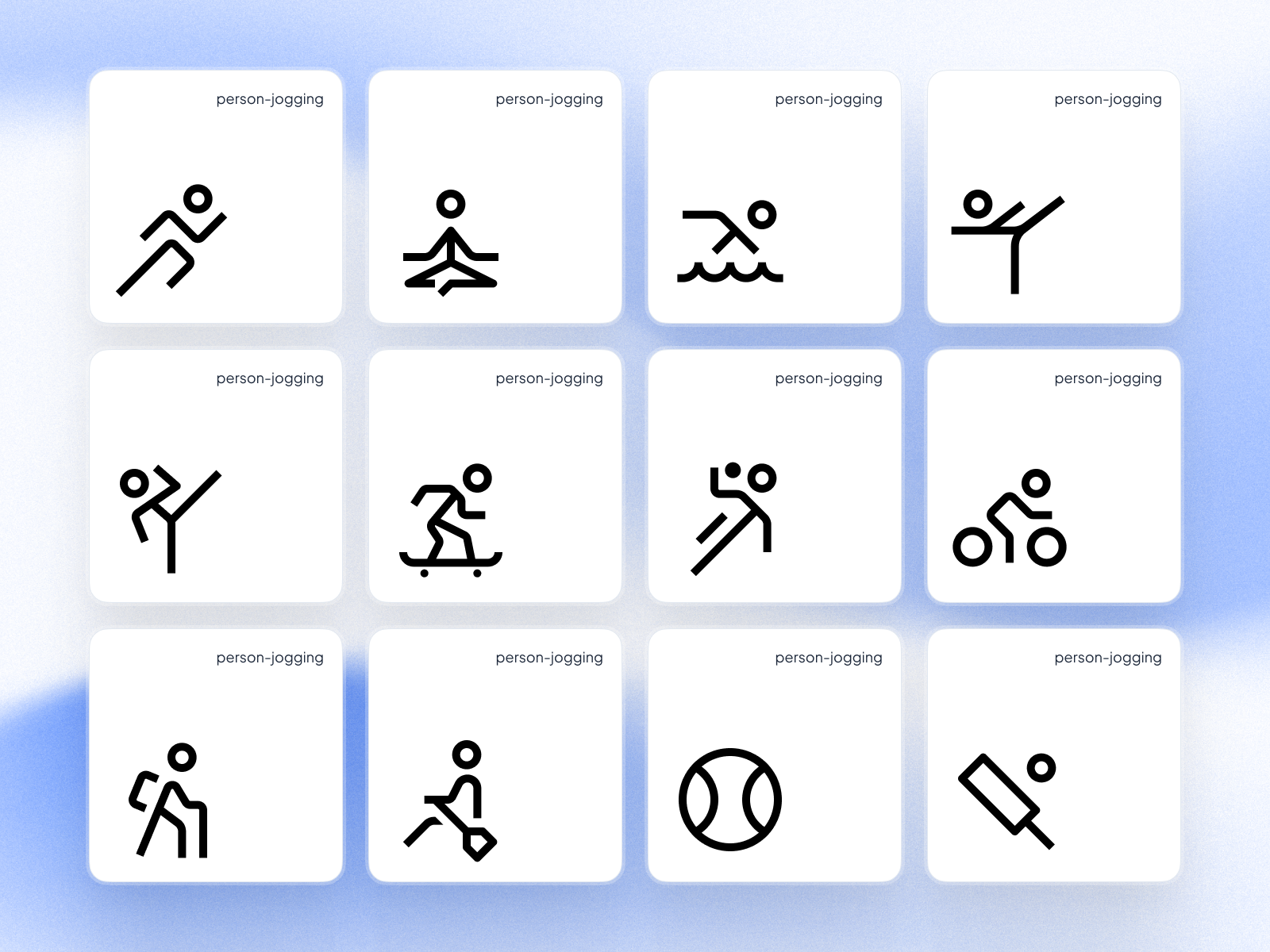 strangeicons: Healthcare UI Icons: Person/Activity Set activity icon blue clean digital health icons figma icons fitness icon gradient healthcare icon set healthcare icons healthtech icons iconography line icon minimal minimal icons modern sports icon strangeicons ui icon set ui icons wellness icon set