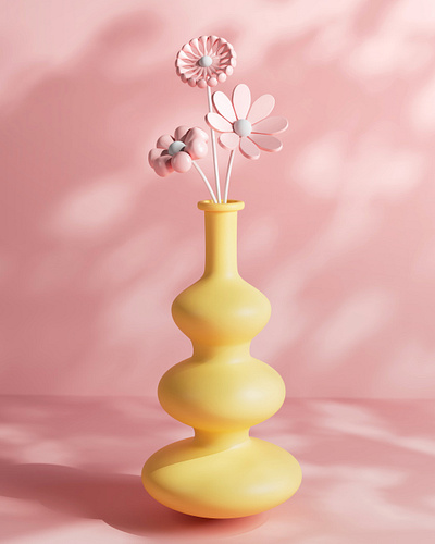 Plastic Flowers 3d design 3d illustration cinema 4d floral flower design pink and yellow plastic plastic flower redshift