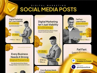 Digital Marketing Agency Social Media Posts branding business branding business strategy content marketing corporate design creative layout digital marketing instagram post marketing campaign marketing design modern typography online marketing promotional design social media posts social media templates