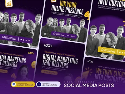 Digital Marketing Social Media Post Templates for Business Growt brand strategy business branding business marketing content marketing corporate design creative layout digital marketing instagram post marketing campaign marketing templates modern typography online marketing promotional design social media design social media posts
