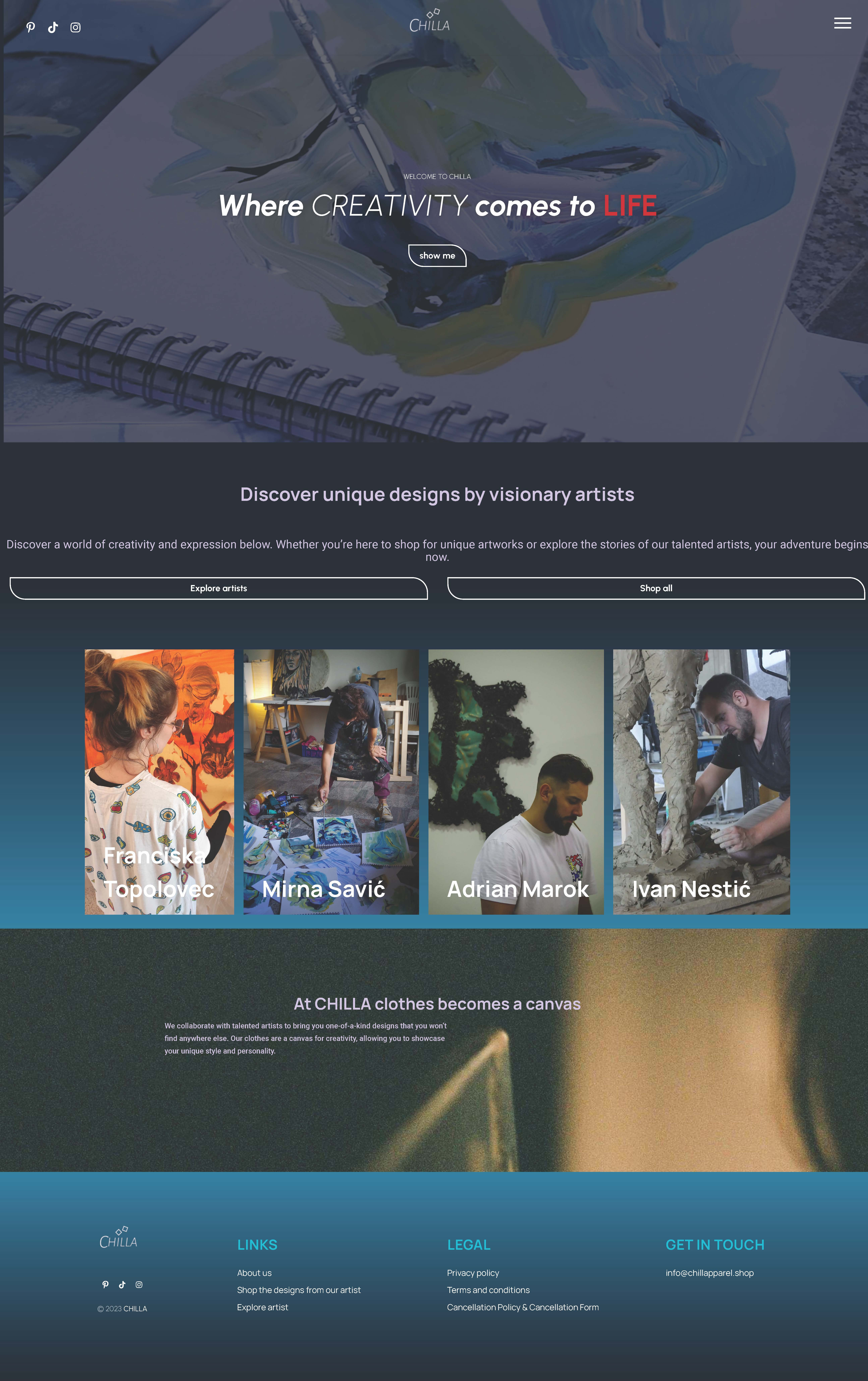CHILLA apparel - First steps graphic design ui