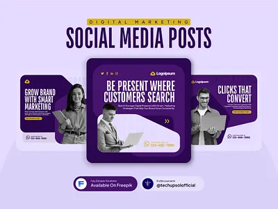 Digital Marketing Social Media Post Templates brand growth business branding content marketing conversion marketing corporate design creative layout digital marketing instagram post marketing campaign marketing templates modern typography online marketing promotional design social media design social media posts