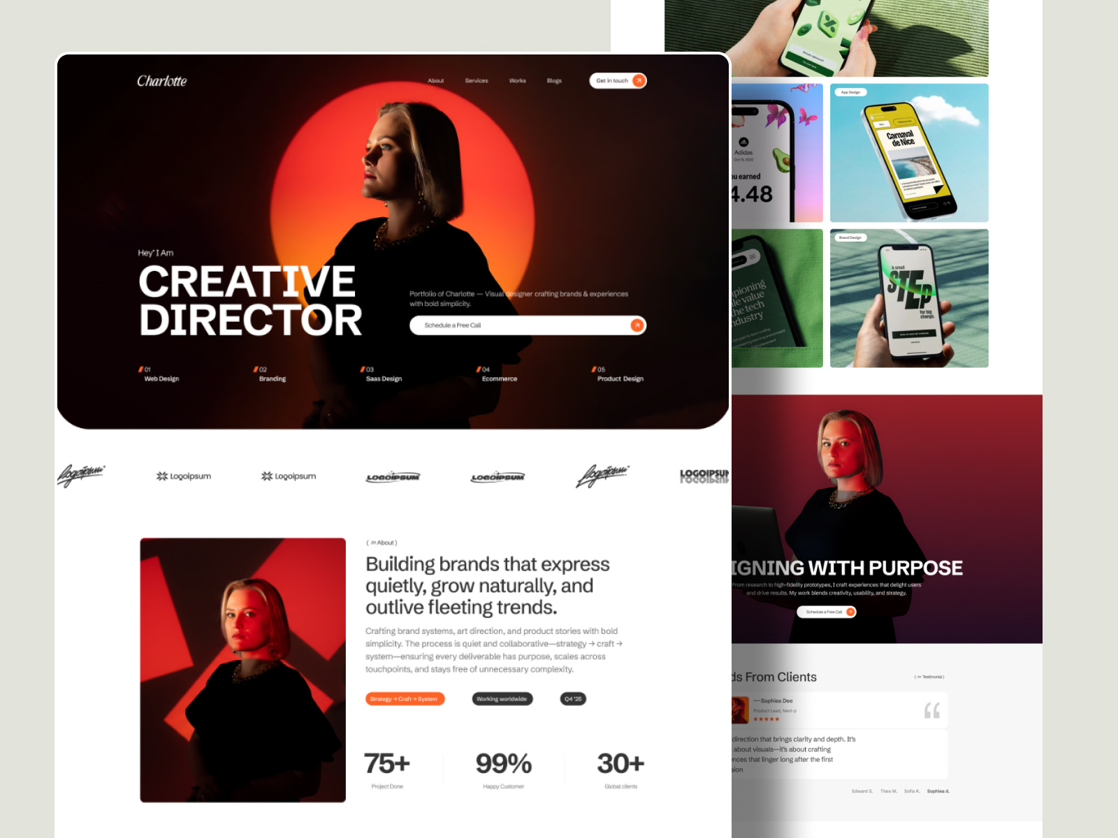 Charlotte Portfolio Website - Clean, Bold, Modern Design 2026 company portfolio creative ui portfolio design portfolio developer portfolio digital agency ecommerce home page homepage landing page personal website portfolio portfolio website shopify development tech portfolio techwitpro uiux design web design webflow wordpress